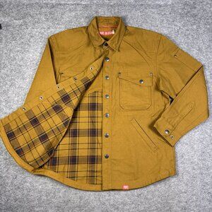 Red Kap Shacket Mens Medium Brown MIMIX Tech Overshirt Denim Work Shirt Jacket